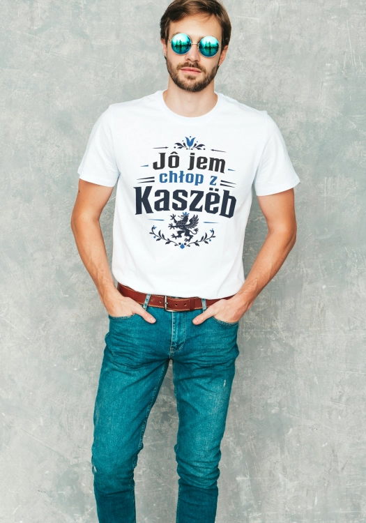 Męska koszulka Jô jem chłop z Kaszëb z gryfem kaszubskim.