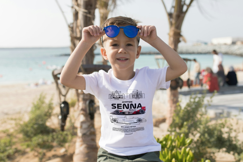 Koszulka Ayrton Senna McLaren MP4/4 Formula 1 blueprint biała