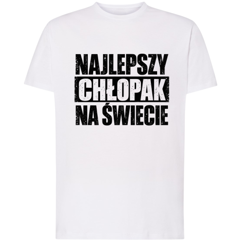 Biała koszulka Najlepszy Chłopak na Świecie prezent dla chłopaka na Dzień Chłopaka