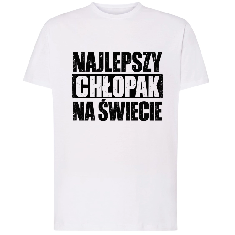 Biała koszulka Najlepszy Chłopak na Świecie prezent dla chłopaka na Dzień Chłopaka