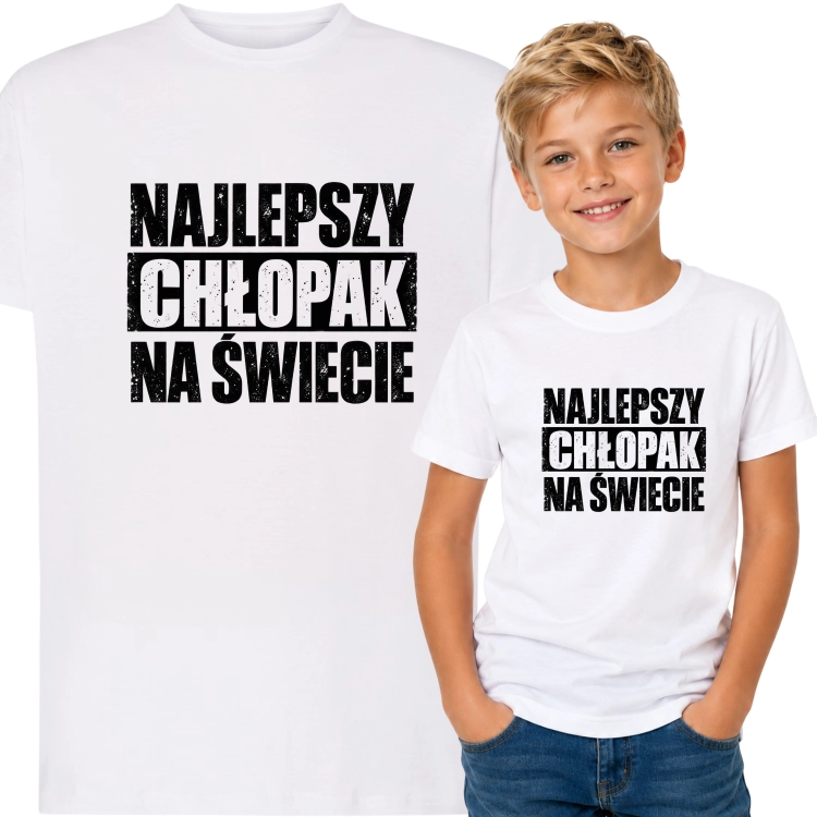 Biała koszulka na Dzień Chłopaka dla chłopca Najlepszy Chłopak na Świecie