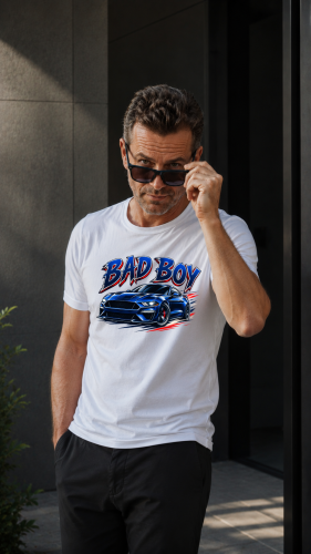Koszulka męska na Dzień Chłopaka Bad Boy sportowe auto motoryzacja