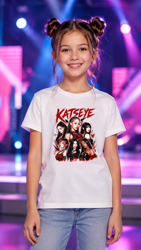 Grafika KATSEYE inspirowana zespołem K-pop na koszulkę