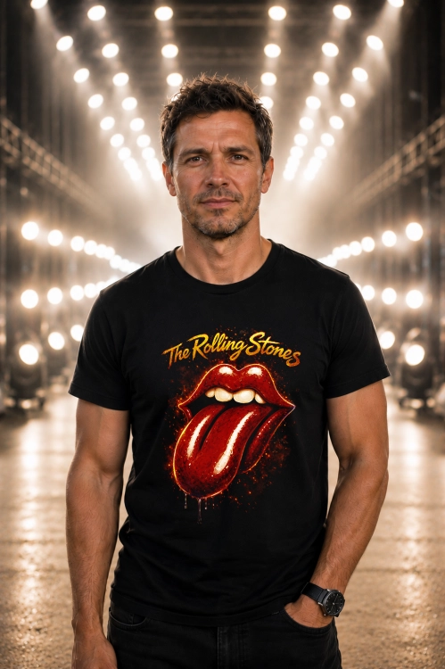 Koszulka The Rolling Stones z czerwoną grafiką języka w rockowym stylu