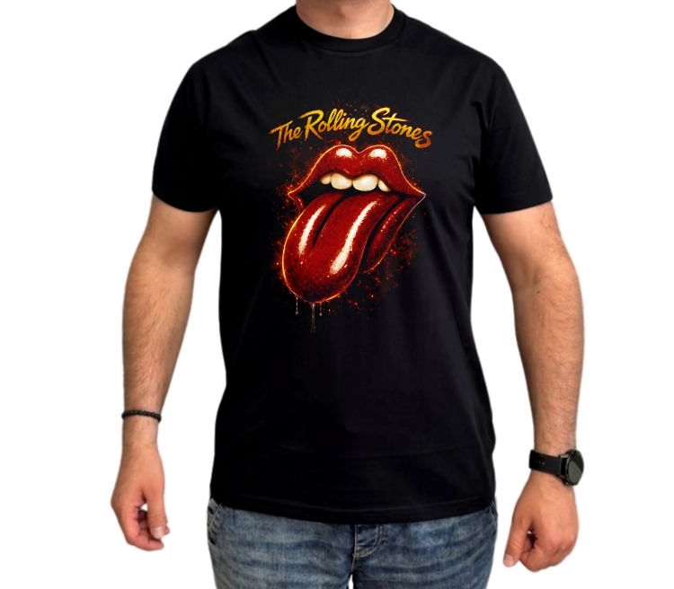 Koszulka The Rolling Stones z czerwoną grafiką języka w rockowym stylu