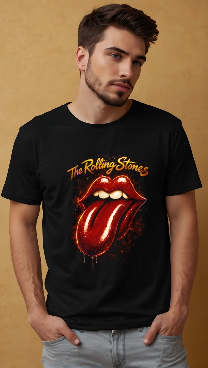 Koszulka The Rolling Stones z czerwoną grafiką języka w rockowym stylu