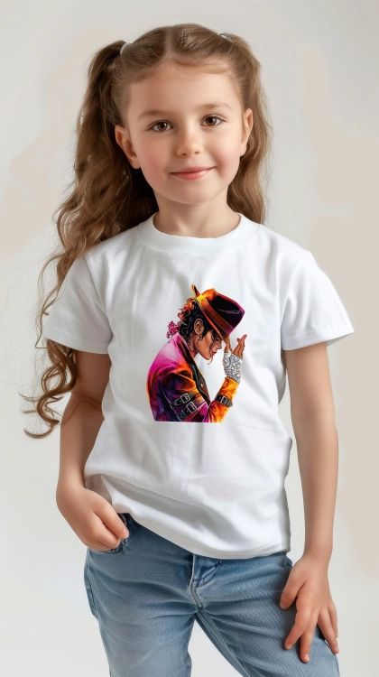 Koszulka z grafiką Michael Jackson Król Popu w kapeluszu i błyszczącej rękawiczce – kolorowy nadruk dla fanów muzyki