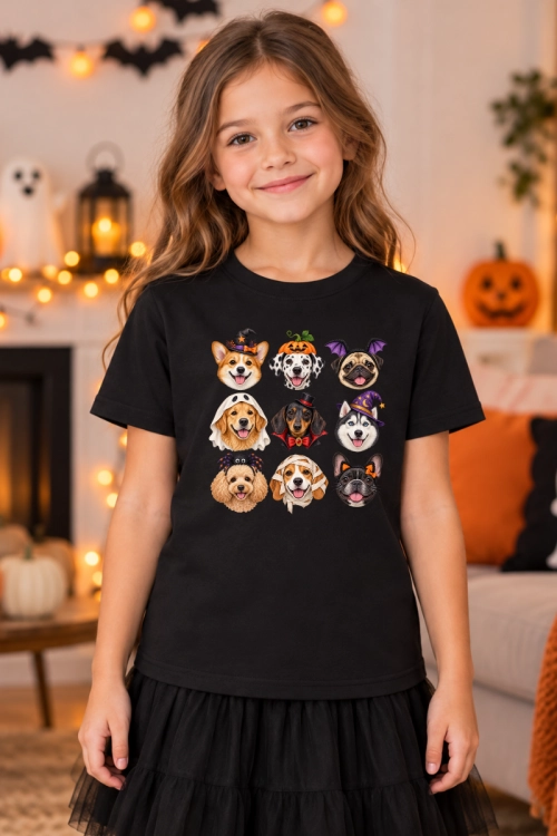 Koszulka Dziecięca Halloween Pieski w Przebraniach | InsanePrint
